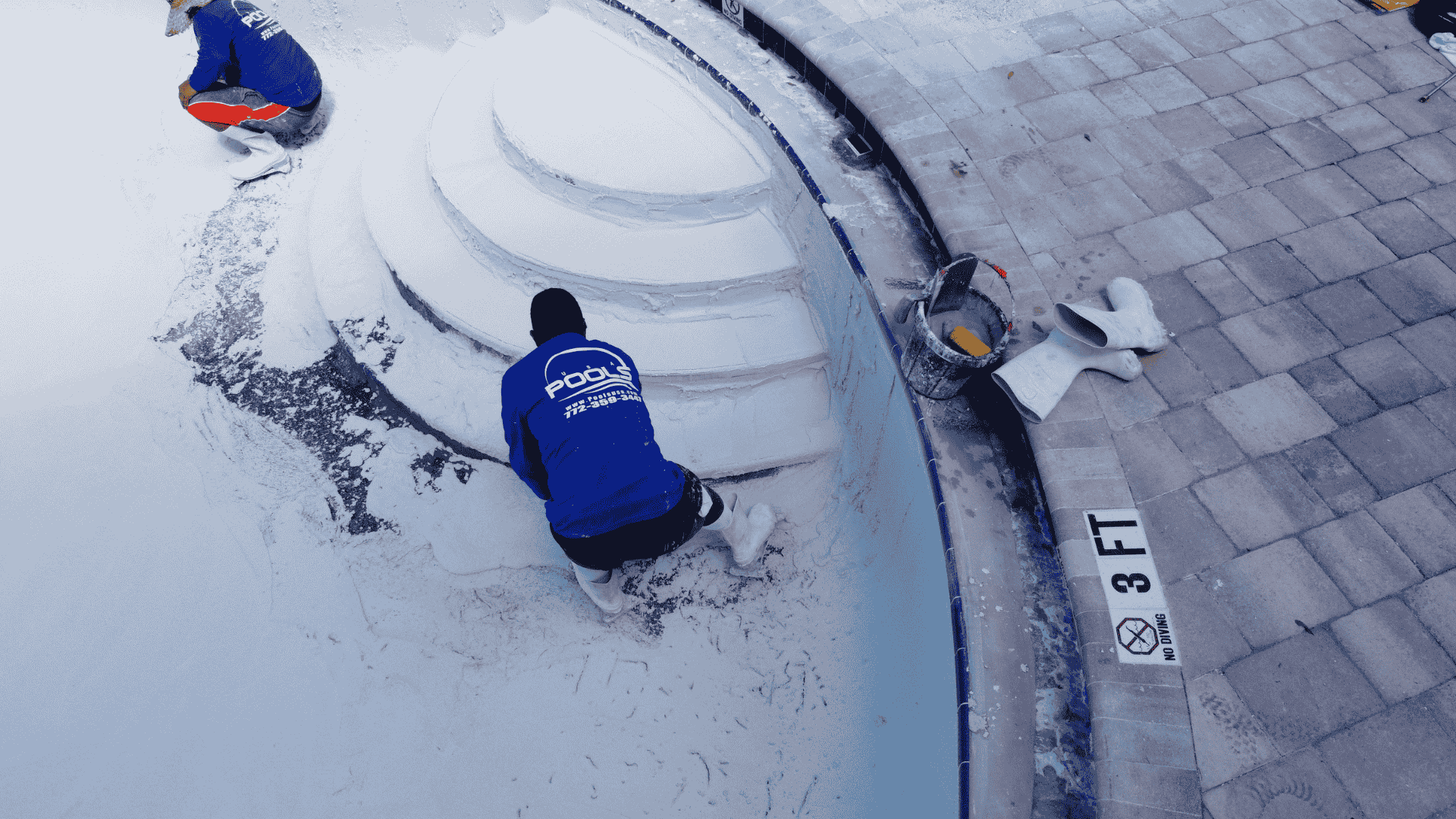 Technician repairing a residential pool with Pools USA in Port St. Lucie, FL