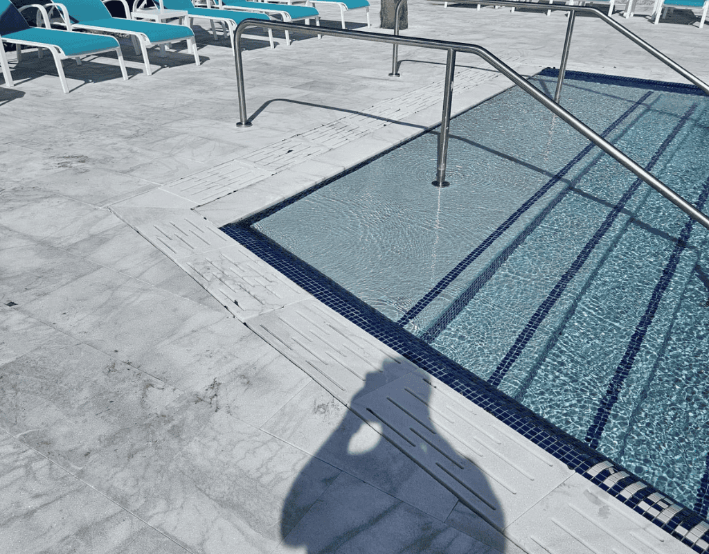 Pool resurfacing project in Okeechobee with blue quartz finish