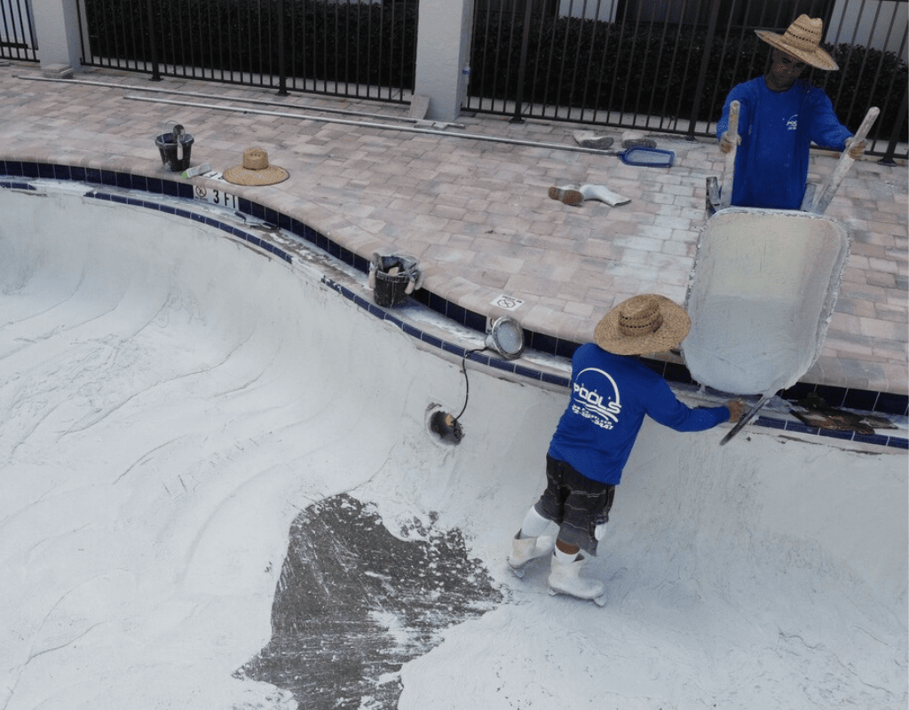 Pool resurfacing project in Palm City with fresh quartz finish